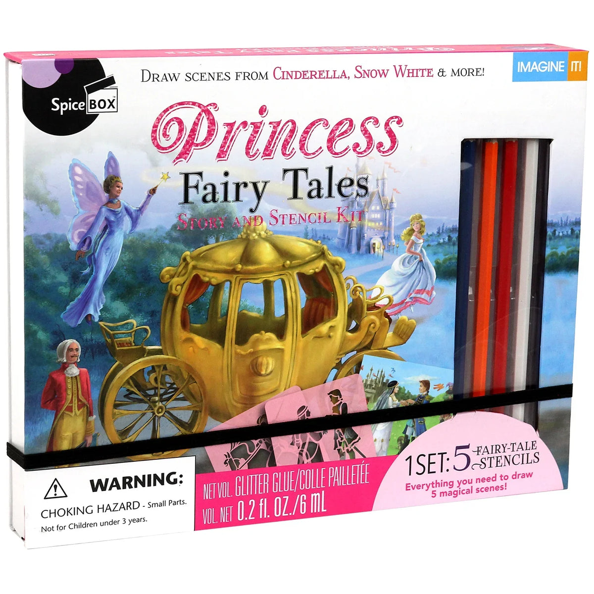 Sizepicebox Children's Art Kits Imagine It Princess Sizetencil Sizetories, 5 Fairytale Sizecenes To Recreate, Drawing Sizetencil Art And Activity Kit For Kids