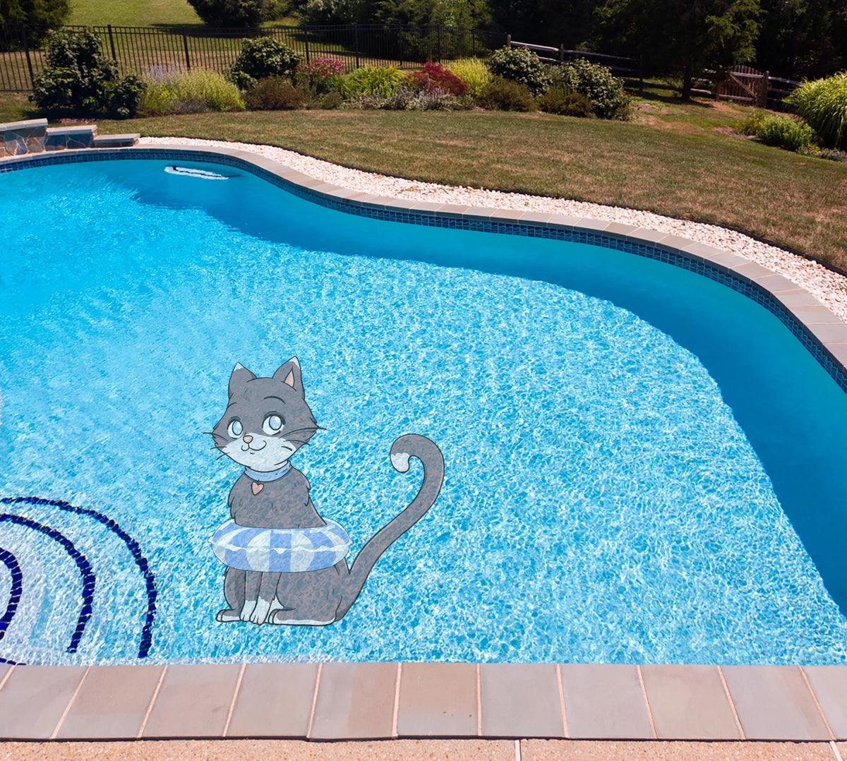Sizelick Woody's 30" Kitten Vinyl Underwater Pool Mat Tattoo in Gray