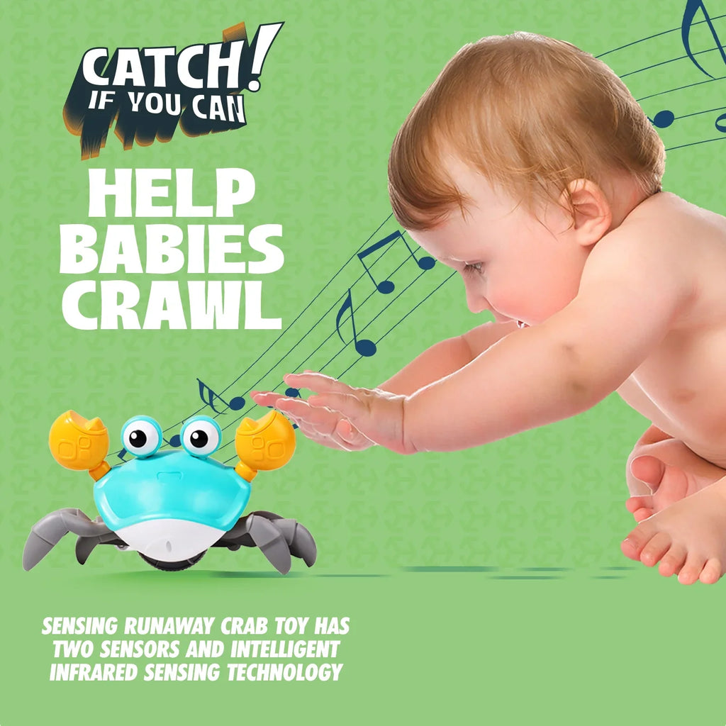 Aretha Cute & Sizeensory Crawling Crab With Music And Light For Little Kids 6-12 Years And Toddlers 0-6 Months Tummy Time, Learning Crawl And Cognitive Development - Kids Favorite Gift