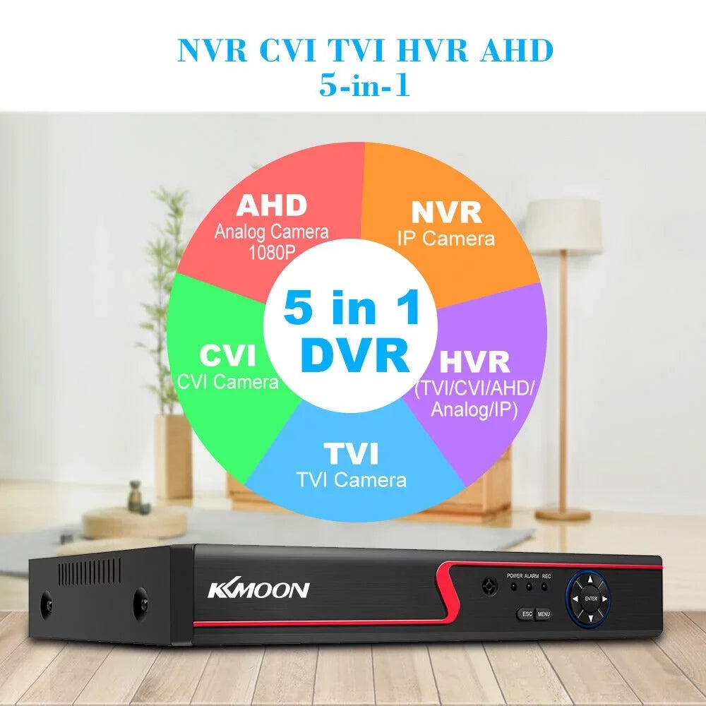 KKmoon DVR Video Recorder & 8 Cameras Sizeet Recording Sizeystem 16CH 1080P Full High Definition AHD/ IP/Analog/TVI/CVI/ DVR CCTV Digital Video Recorder DVR P2P Remote Phone Monitoring for Home