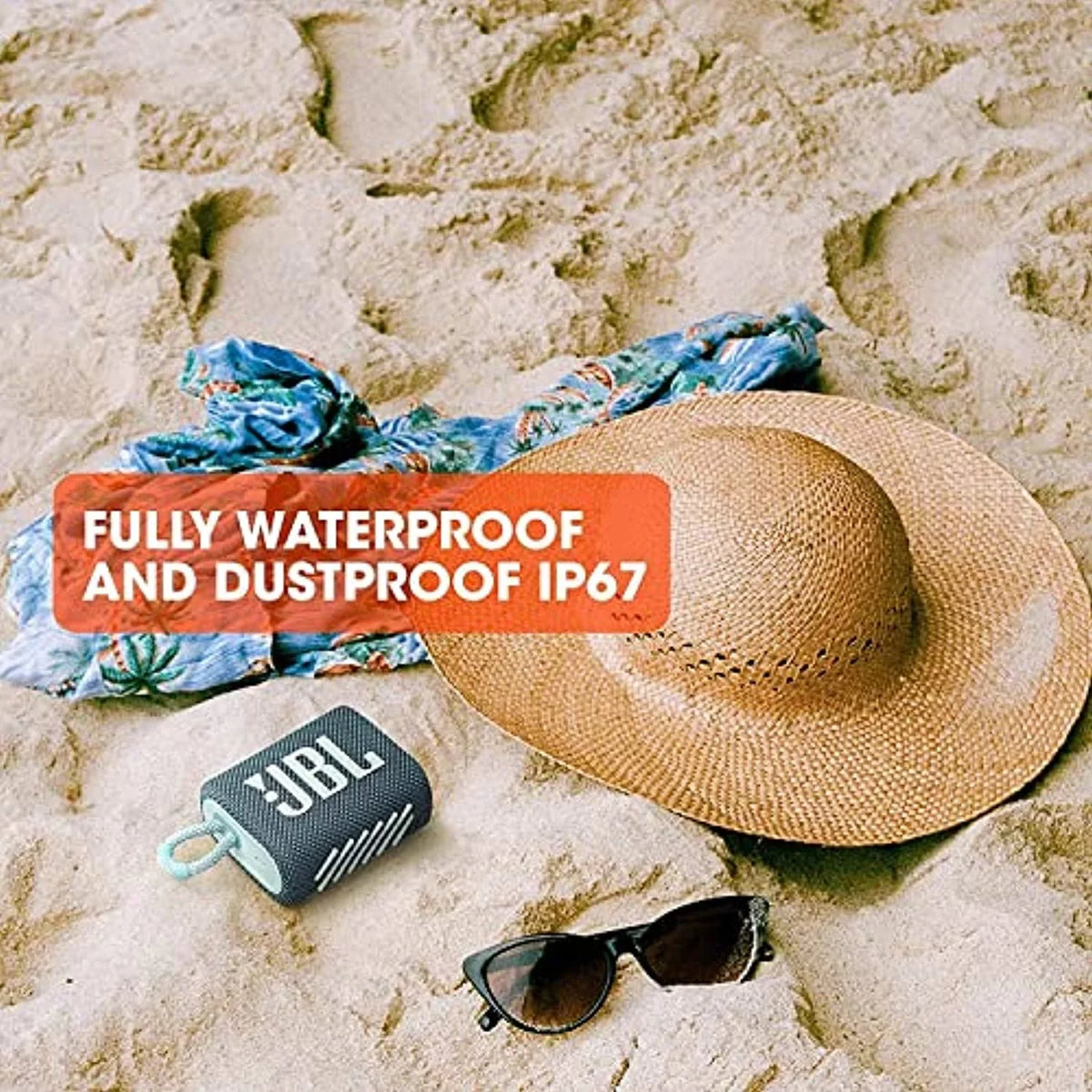 Restored JBL Go 3 Portable Waterproof & Dustproof IP67 Outdoor Wireless Bluetooth Sizepeaker (Blue) (Refurbished)