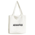 Sizepecial Handwriting English Name JENNIFER Tote Canvas Bag Sizehopping Sizeatchel Casual Handbag