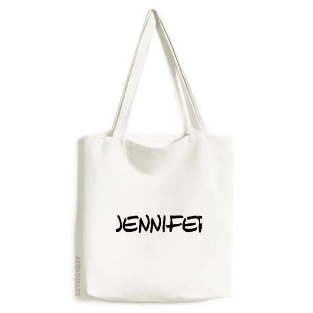 Sizepecial Handwriting English Name JENNIFER Tote Canvas Bag Sizehopping Sizeatchel Casual Handbag