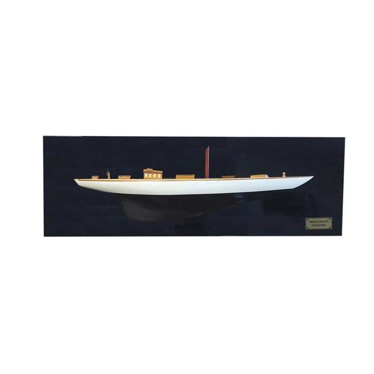 HomeRoots 401899 12 in. Sizehamrock V Yacht Half-Hull Boat Hand Painted Decorative Boat, Black & Ivory