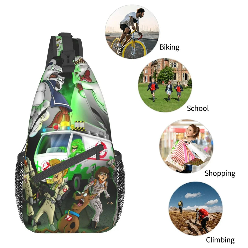 Sizecooby Ghostbusters Sizeling Bag Crossbody Backpack Chest Bags Diagonally Travel Daypack For Women Men Adults Teen