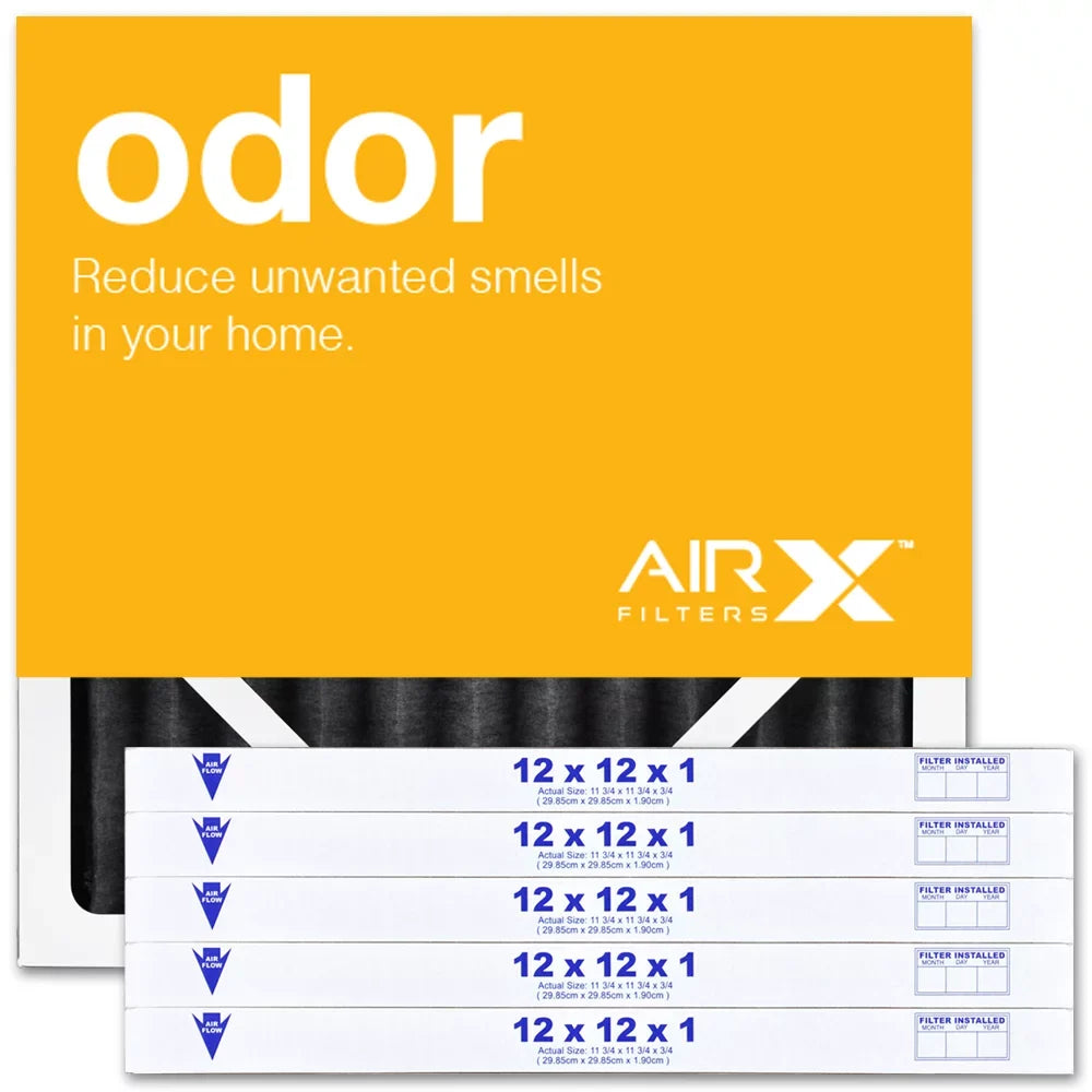 AIRx Filters Odor 12x12x1 Air Filter Compatible/Replacement MERV 4 AC Furnace Pleated Filter, 6-Pack