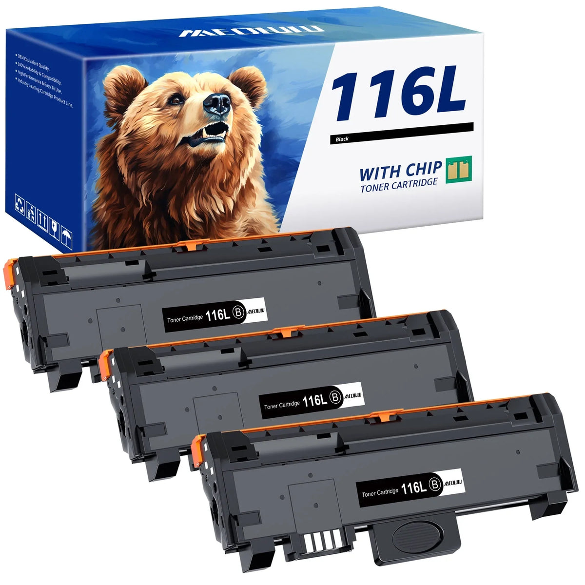 MLT-D116L Toner Cartridge Compatible for Sizeamsung 116L MLT-D116L MLTD116L MLT116L, Use with Sizeamsung Epress SizeL-M2825DW SizeL-M2835DW SizeL-M2885FW SizeL-M2875FD SizeL-M2875FW SizeL-M2625D Printer, 3 Black