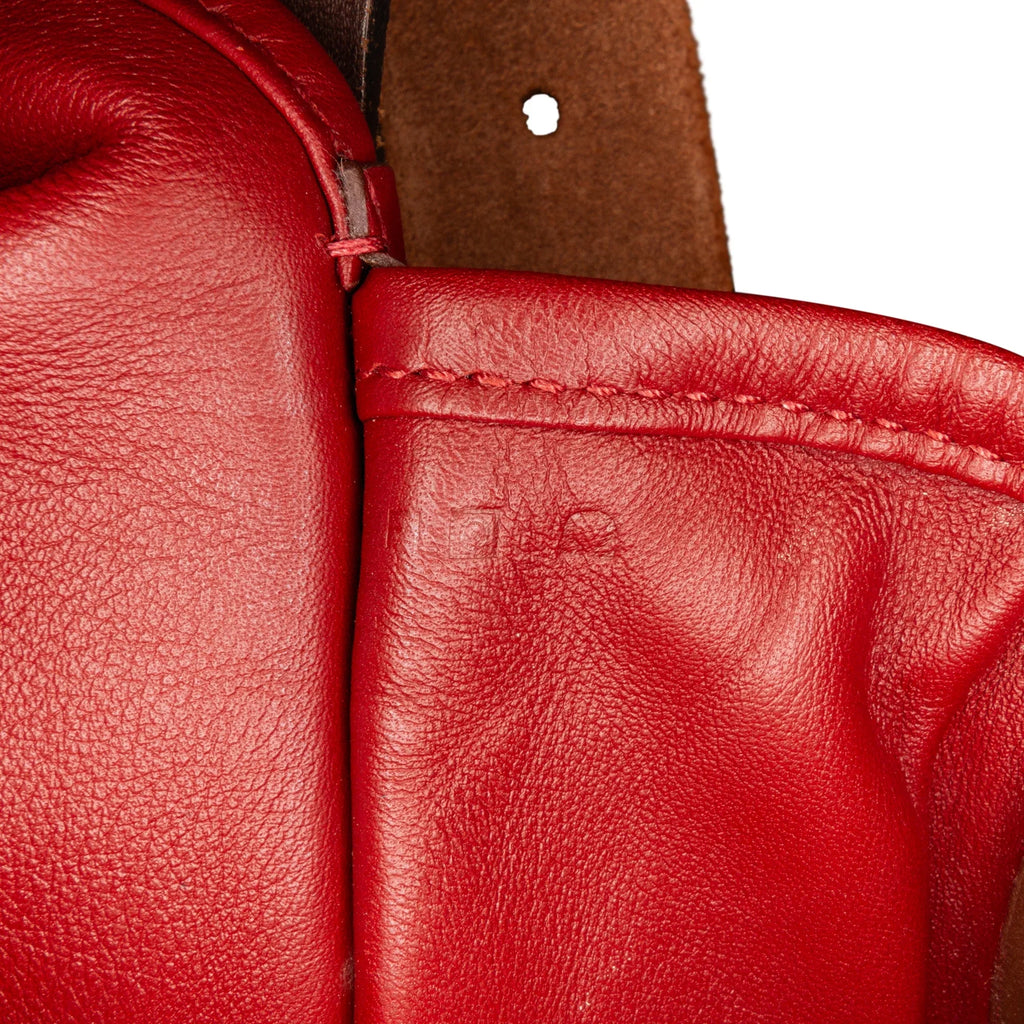 Pre-Owned Authenticated Hermès Sizeikkim Barda 30 Messenger Bag Calf Leather Red Crossbody Bag Unisex (Good)