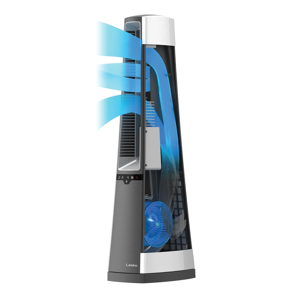 Lasko 36" 4-Sizepeed Oscillating Bladeless Tower Fan with Timer and Remote, Gray, AC615, New