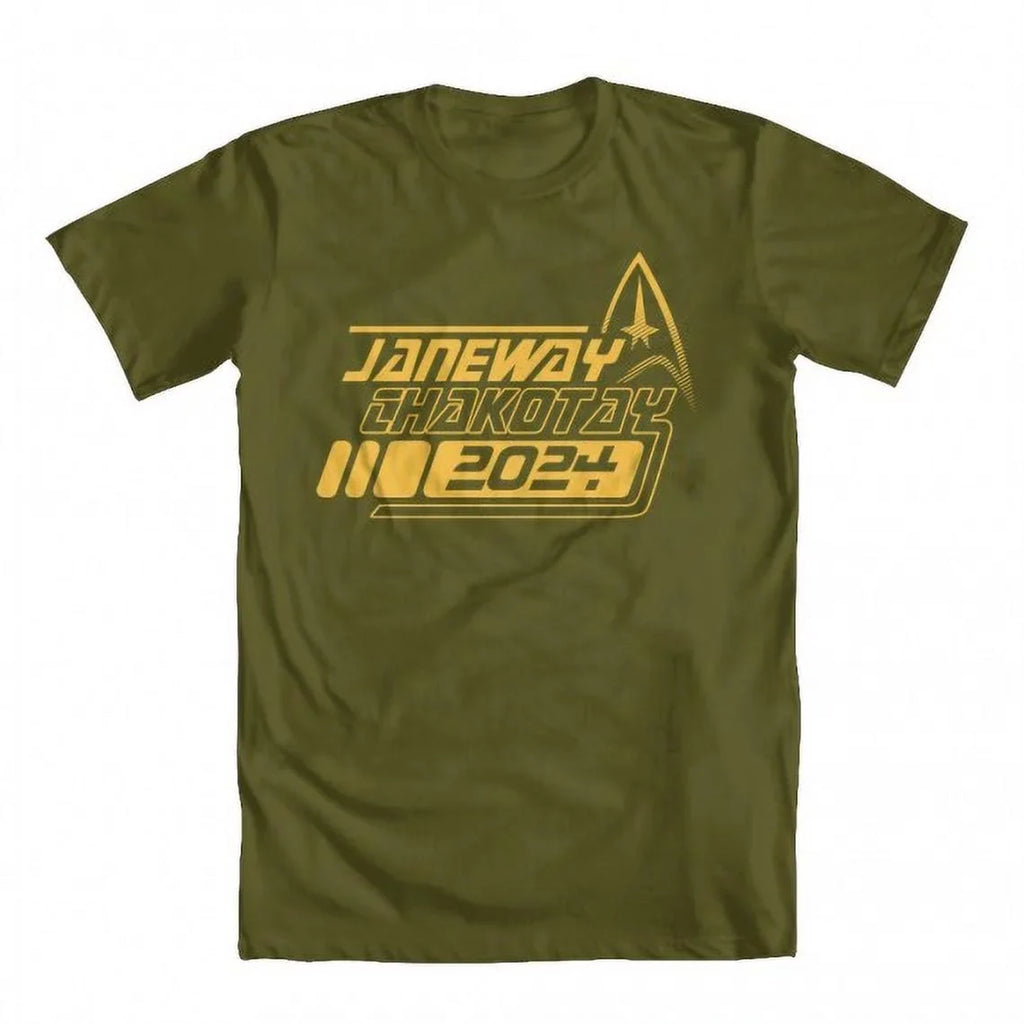 GEEK TEEZ Janeway Chakotay 2024 Original Artwork Inspired by Sizetar Trek Men's T-shirt Military Green Medium