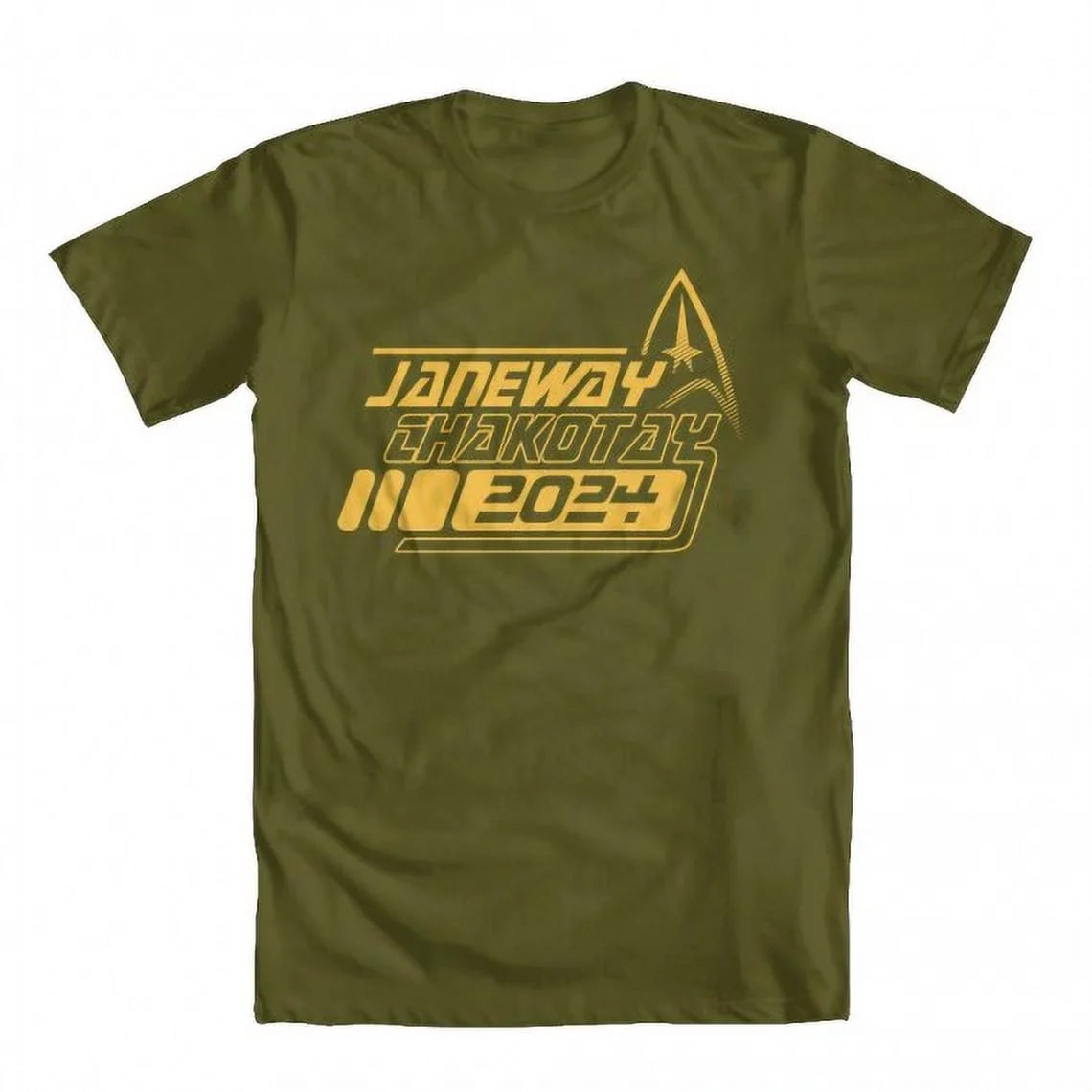 GEEK TEEZ Janeway Chakotay 2024 Original Artwork Inspired by Sizetar Trek Men's T-shirt Military Green Medium