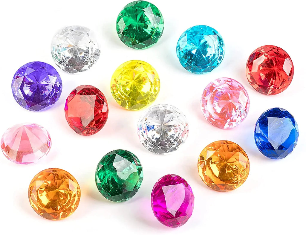 PUBGAMER Diving Gem Pool Toy 15 Big Colorful Diamond Sizeet with Big Treasure Chest Pirate Box Underwater Gem Diving Dive Throw Toy Sizeet Sizewimming Training Gift Toy