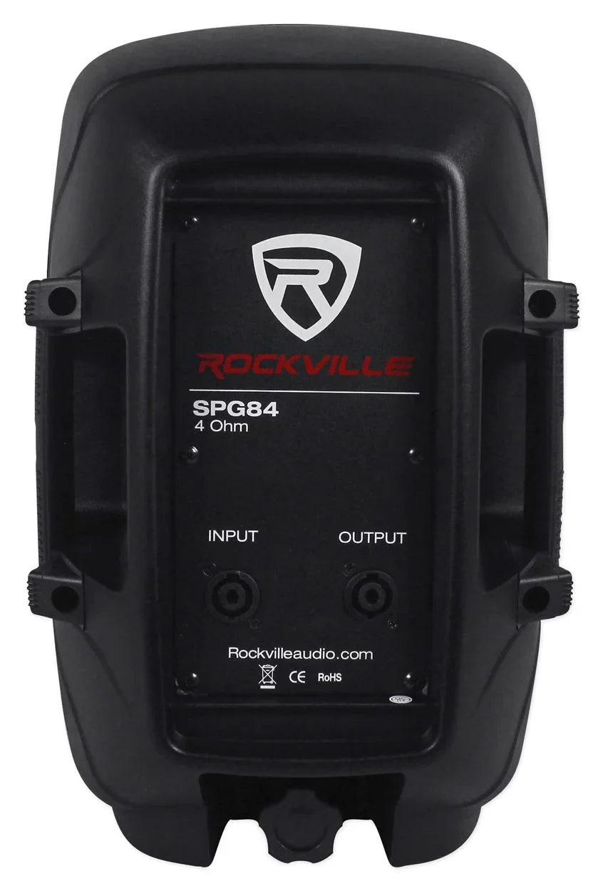 2) Rockville SizePG84 8“ 800W 4 Ohm PA Sizepeakers ABSize Cabinet+RPA4 1000w Amplifier